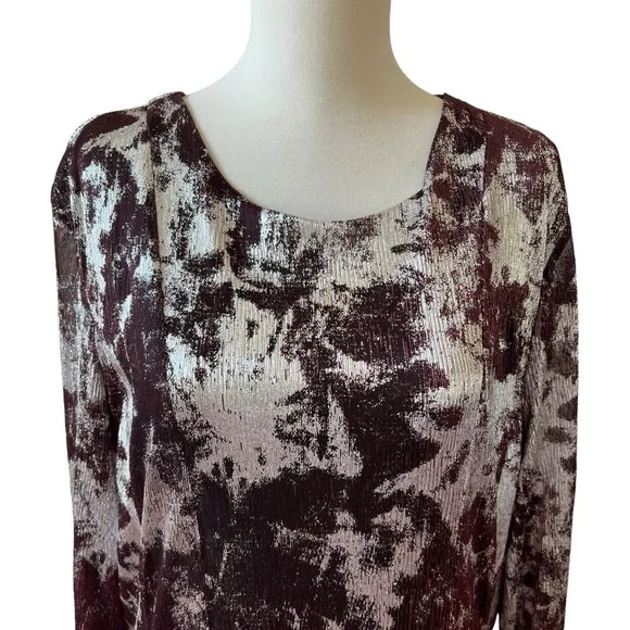 SAMUEL DONG LONG MAXI DRESS GOWN SILVER BURGUNDY REGENCY GLAM WEDDING FORMAL NWT - Picture 2 of 11